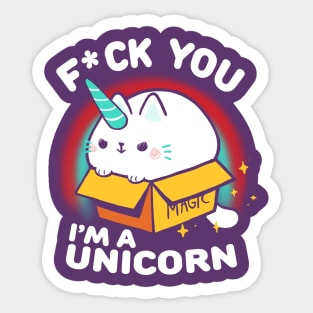 Funny Sassy Kitty Unicorn - Animal in a box Sticker